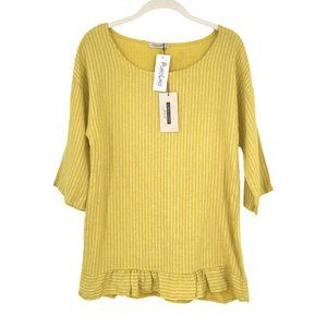 LUNGO L'ARNO 100% Linen Made in Italy Stripe Tunic Top in Mustard